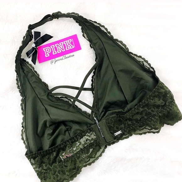 •Victoria’s Secret PINK•Lace cross Halter bralette - Picture 2 of 2